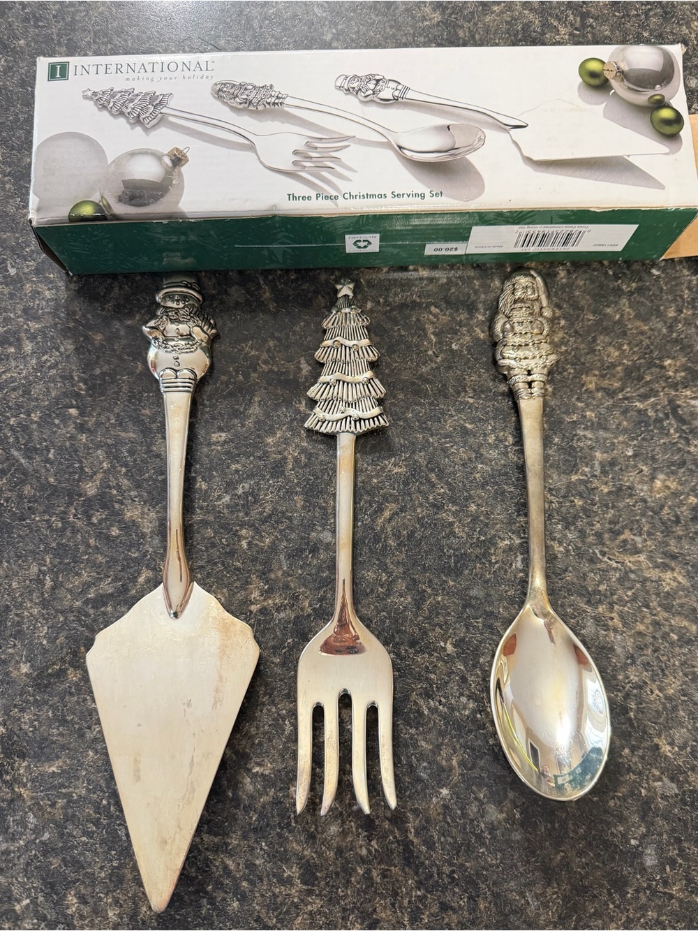 NIB Silver Plate Three Piece Christmas Serving Set by International Silver VTG